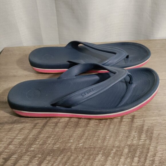Crocs Men's Blue Retro Flip Flops Size 13 - Picture 2 of 8